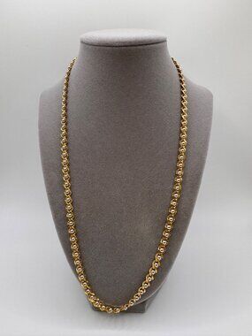 RISIS Gold Silver Tone Beaded Necklace 23” Chain Signed Elegant Classic